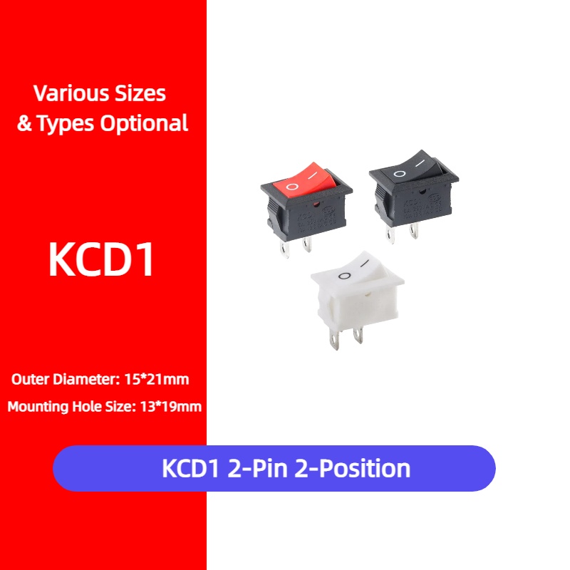 Diy Boat Electronics - 5 Stück KCD1 2-Pin 21*15mm Einrast-Bootsschalter