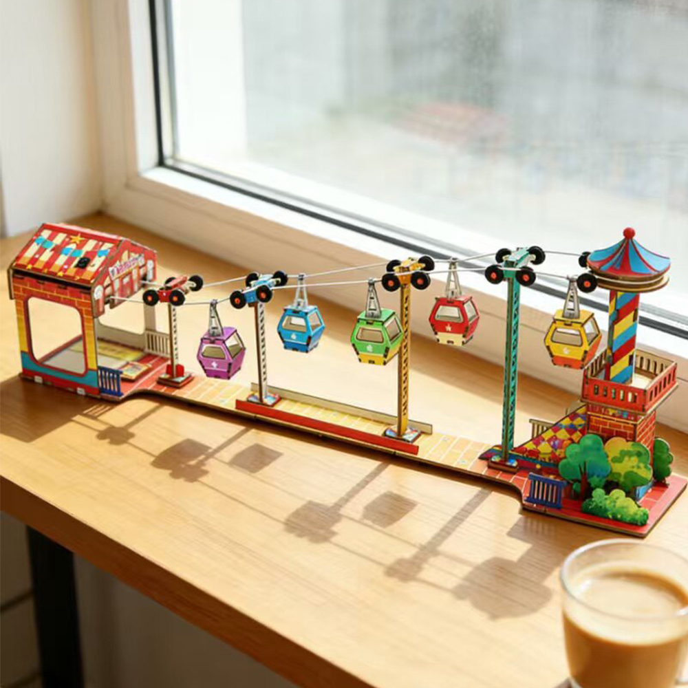 Diy Electronics Kids - Seilbahn-Modell für Kinder, Wissenschaftsspielzeug, 3D-Puzzle, STEM-Technologie,