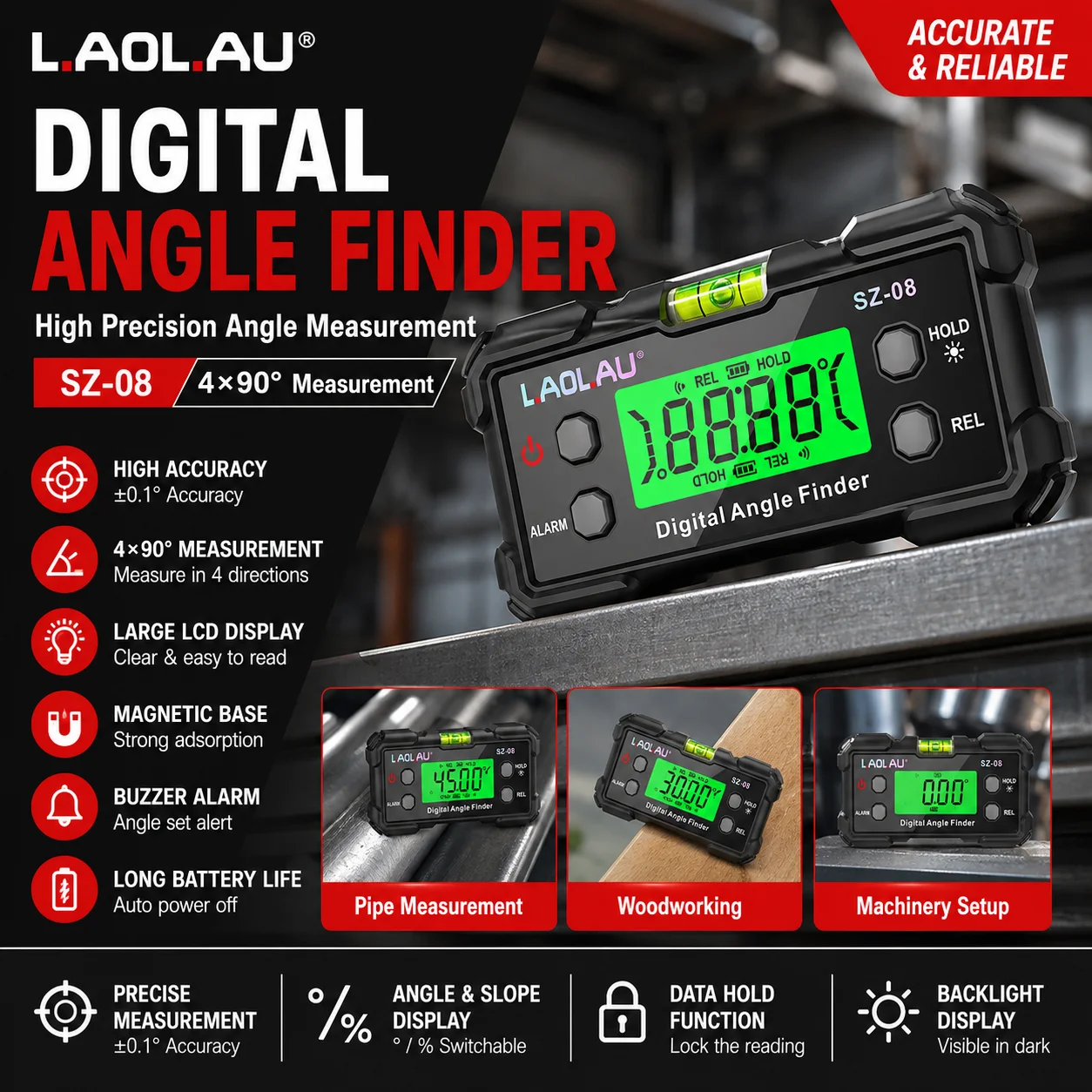 Useful Diy Electronics - Digitaler Winkelmesser mit Libelle, magnetischer elektronischer