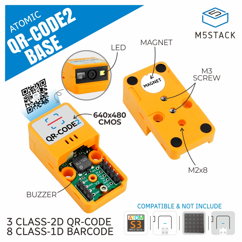Diy Electronics Kits - M5Stack Offizieller ATOMIC Barcode-/QR-Code-Scanner 2-Basis