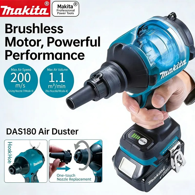Diy Electronics Workshop - Makita DAS180 18V Bürstenloser Akku-Staubbläser mit
