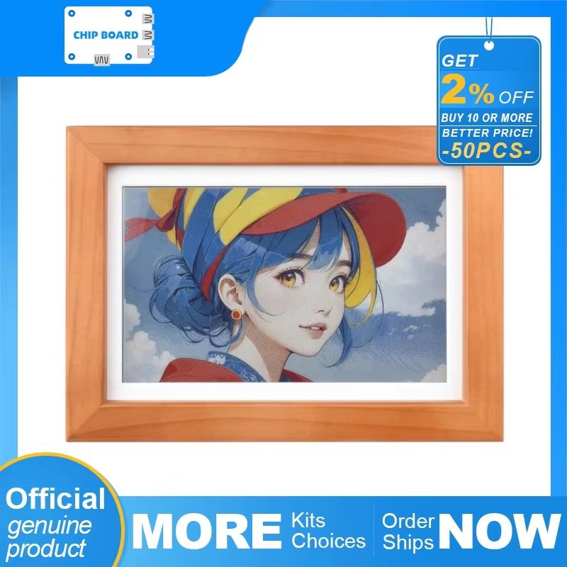 Diy Electronics Kits - Waveshare ESP32-S3 PhotoPainter: 7,3-Zoll-E6-E-Paper-Display im Holzrahmen,
