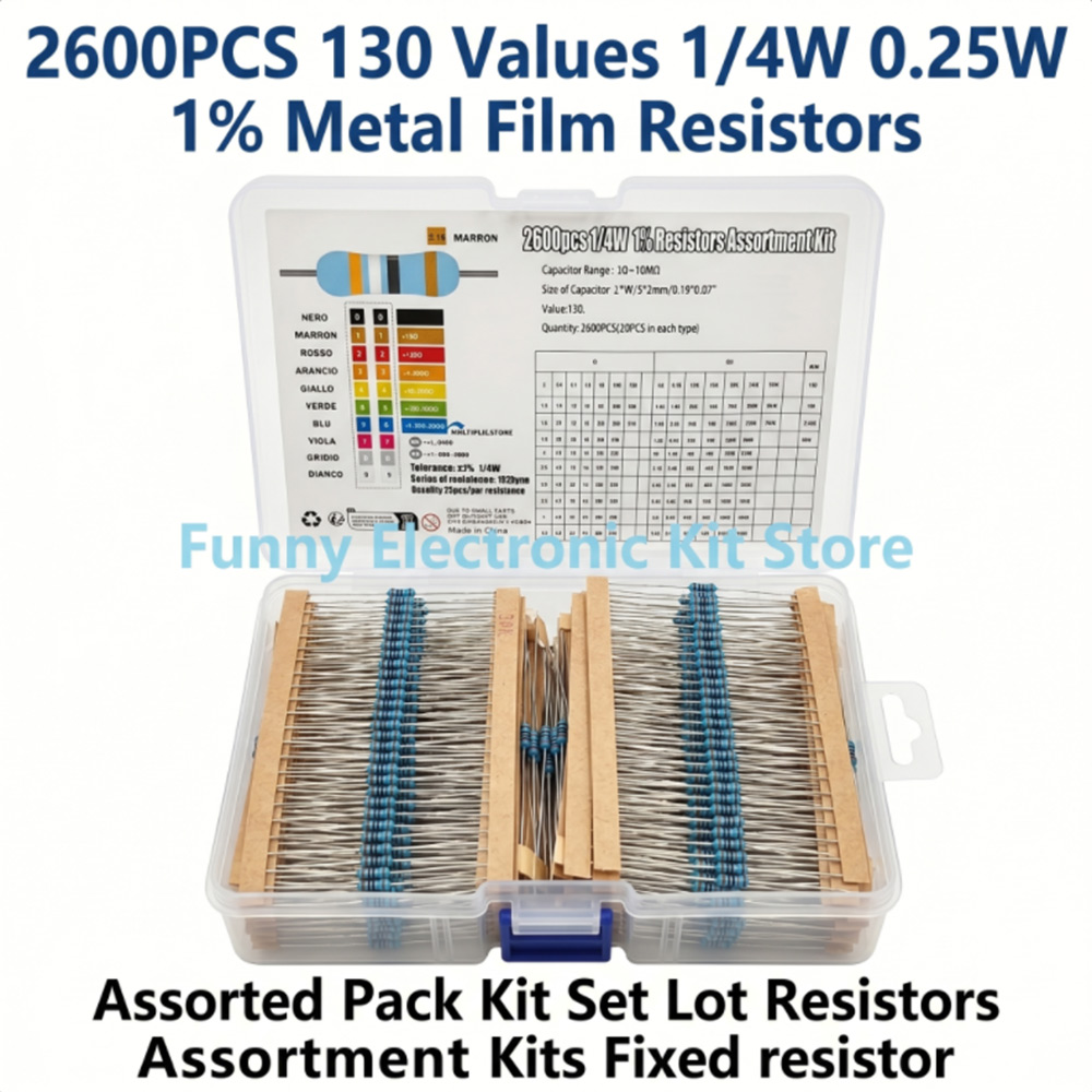 Diy Electronics Com - 2600 Stück Metallfilm-Widerstände, sortiertes Paket, 130