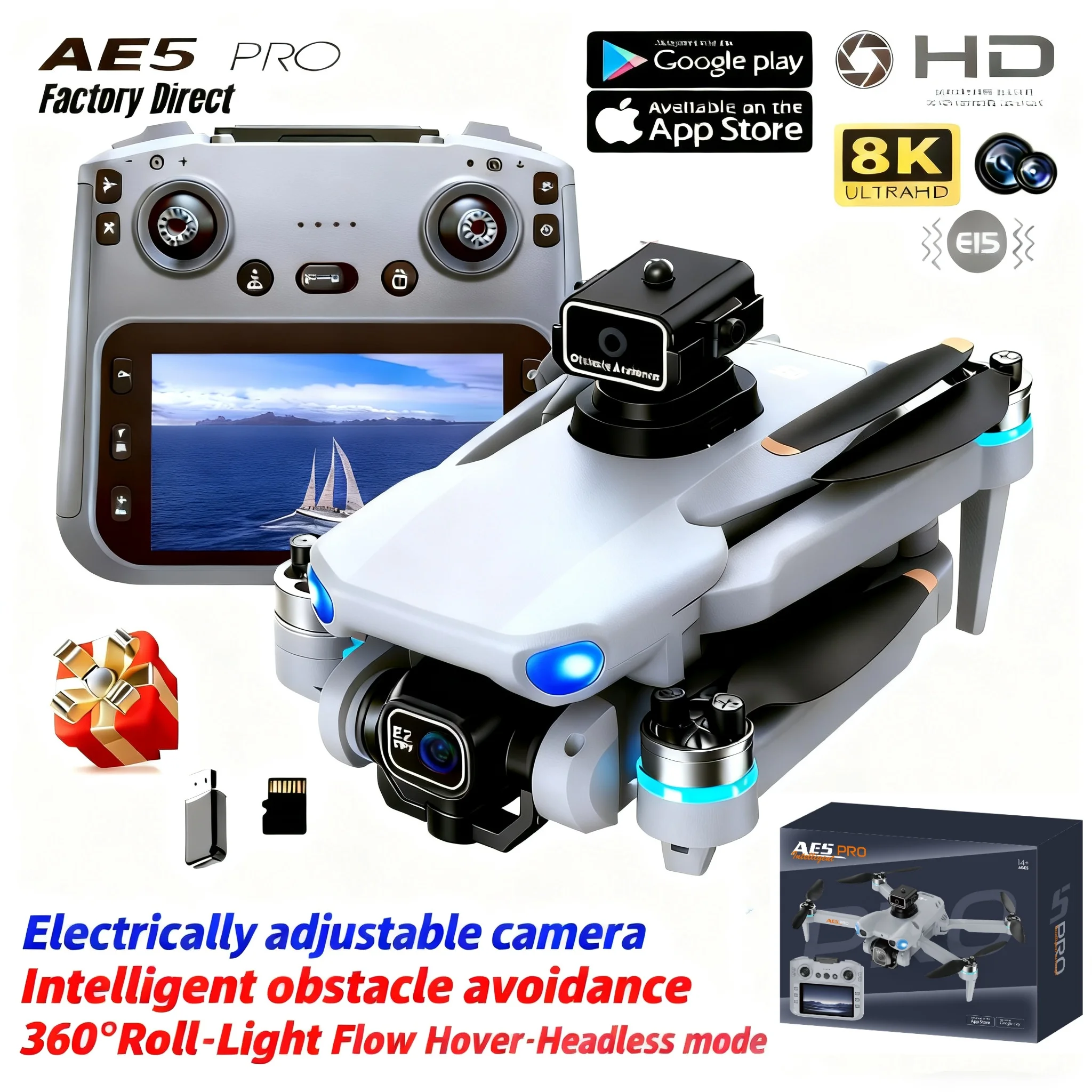 Diy Drone Electronics Kit - AE5 Pro Drohne 8K HD 4,5-Zoll-Bildschirm-Steuerung