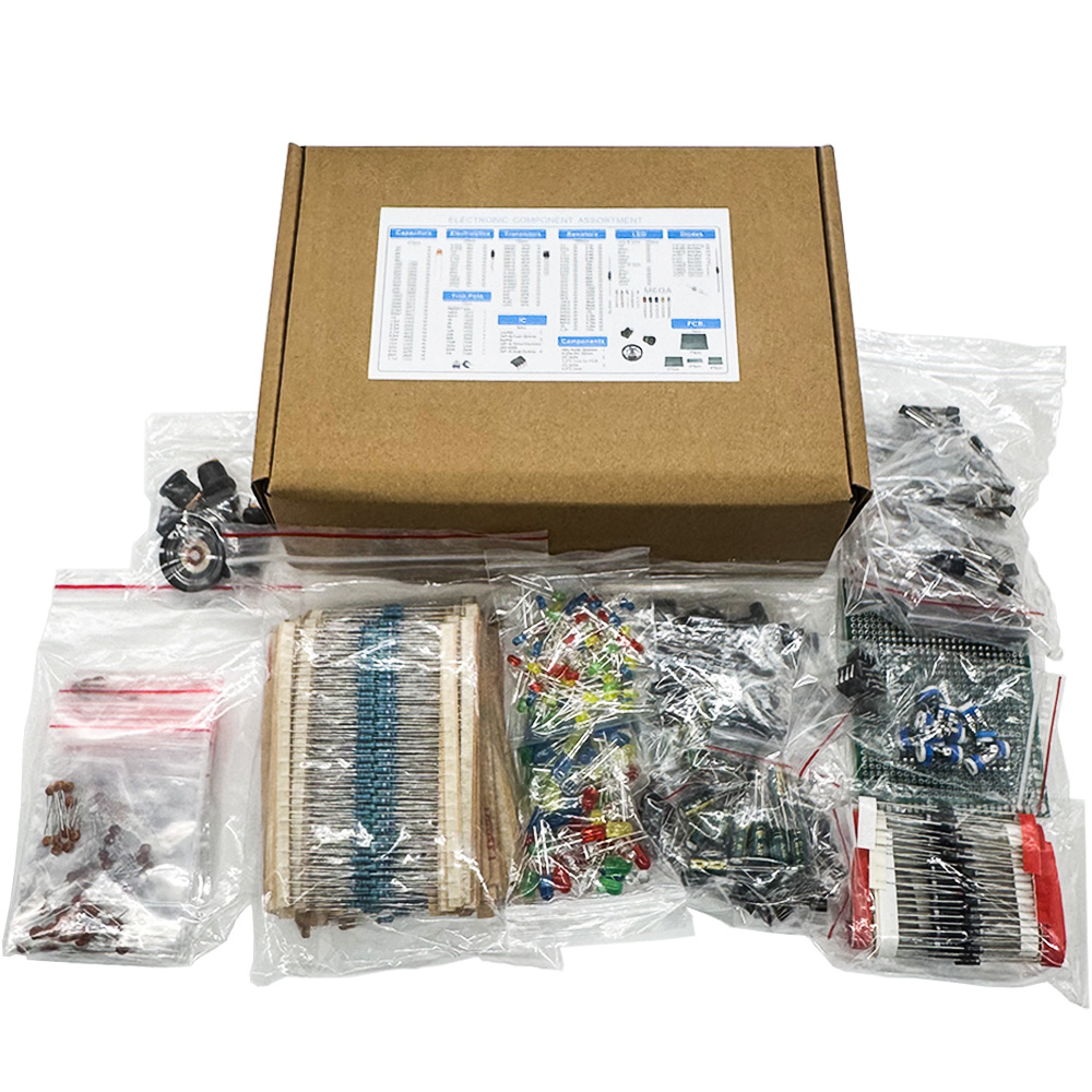 Diy Electronics Com - 1900-teiliges Elektronik-Komponenten-Set Kondensatoren, Widerstände, Transistoren, Dioden,