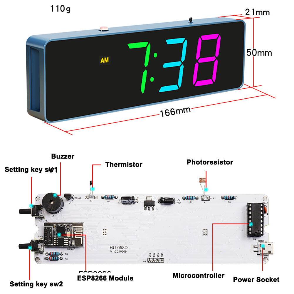 Esp8266 iot bunte wifi uhr kit – Diy Electronics Com Bewertung und Preis