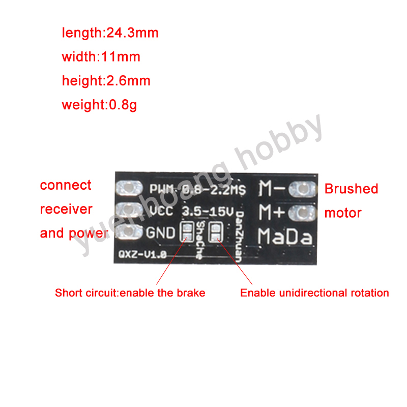 1PC 3,5-15V Pinsel ESC Zwei-we – Diy Boat Electronics Bewertung und Preis
