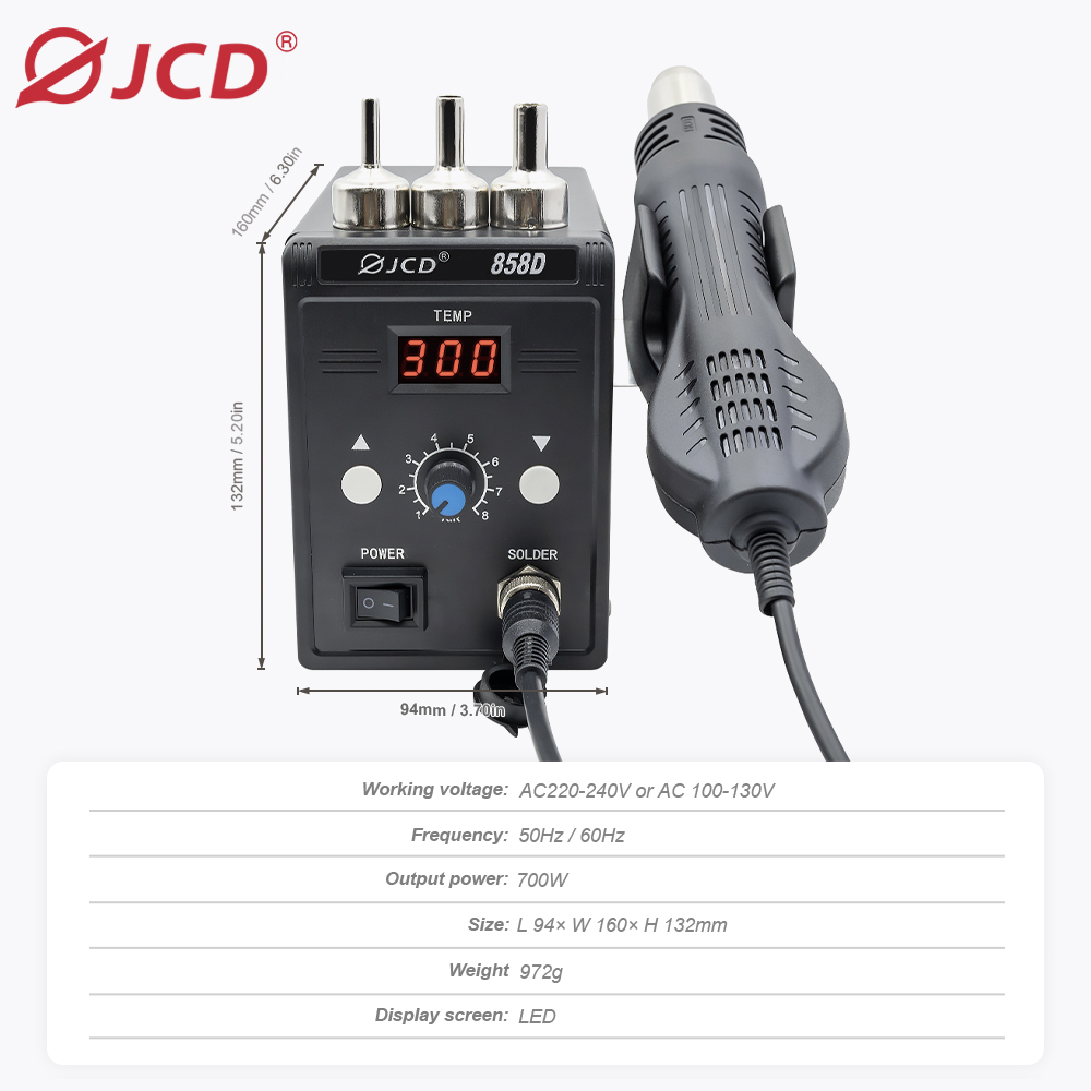 JCD Heißluftpistole 858D 700W  – Smd Solder Paste Bewertung und Preis